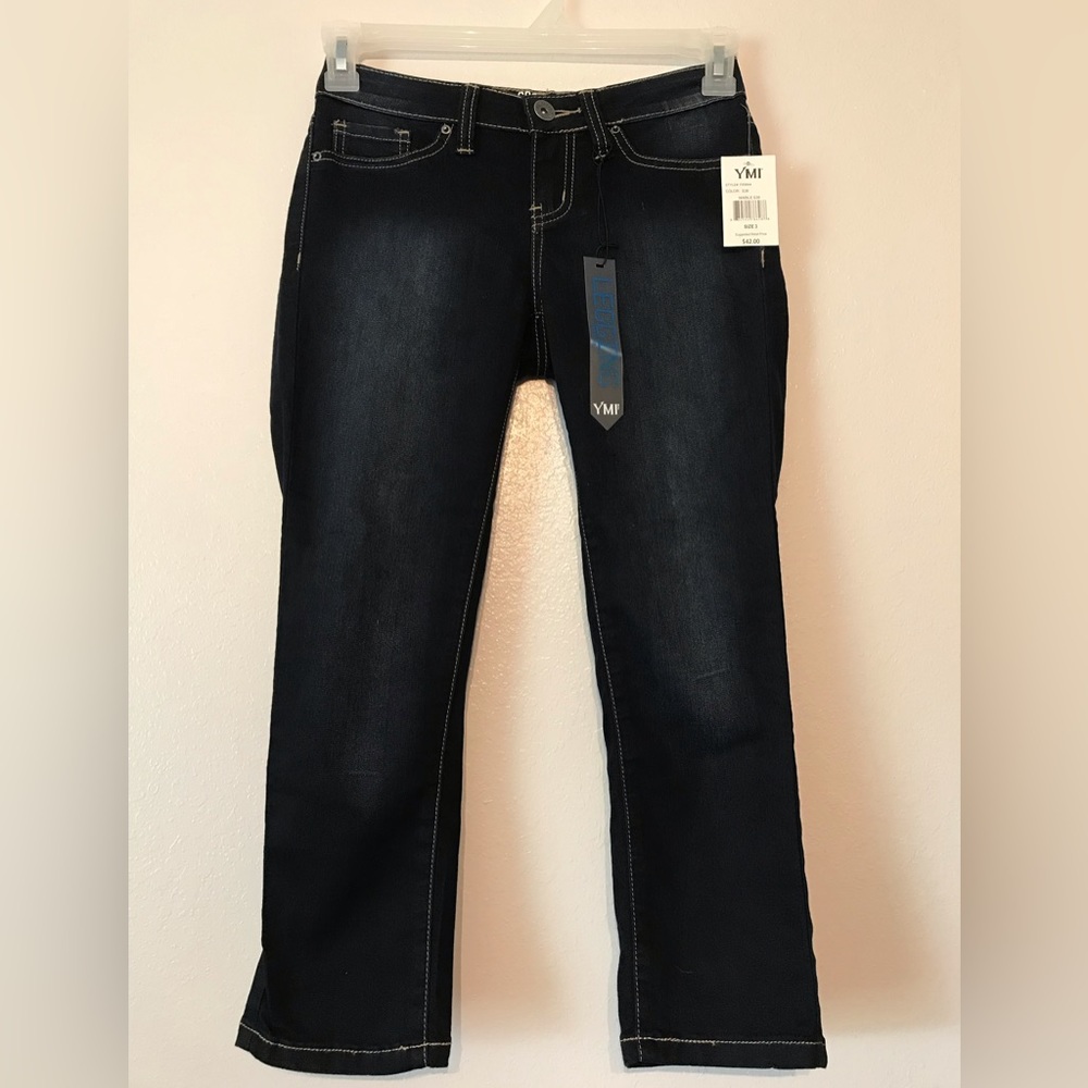 YMI Super Stretch Dark Blue Cropped Leggings / Jeans / Jeggings Size 3 NWT